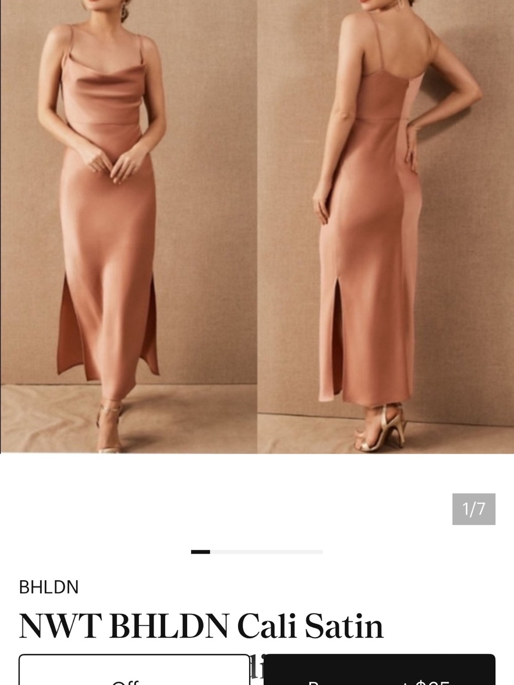 BHLDN Satin Slip Maxi Skirt in Dusty Rose